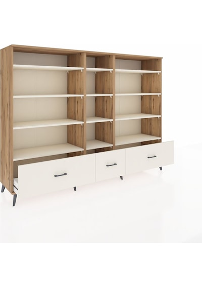 Hyperion Dolap 12 Raflı 3 Çekmeceli 220x44x163 Çam-aytaşı Çam-aytaşı