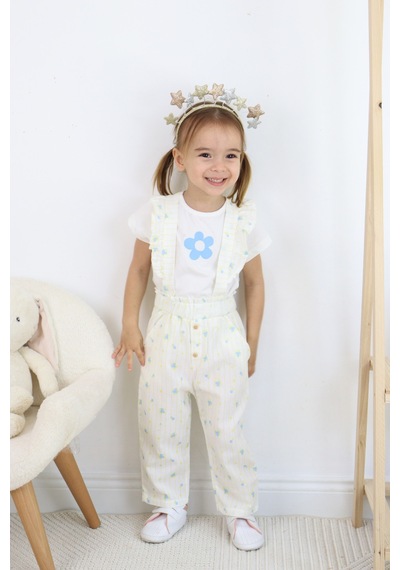 Harika Kids Kız Bebe&çocuk Keten Kumaş Sapolet Takım 001