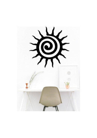 Spiral Güneş Doğal Ahşap Kaplama Siyah Duvar Dekoru, Geometrik Spiritüel Zen Duvar Sanatı, 30 Cm Çap Diğer