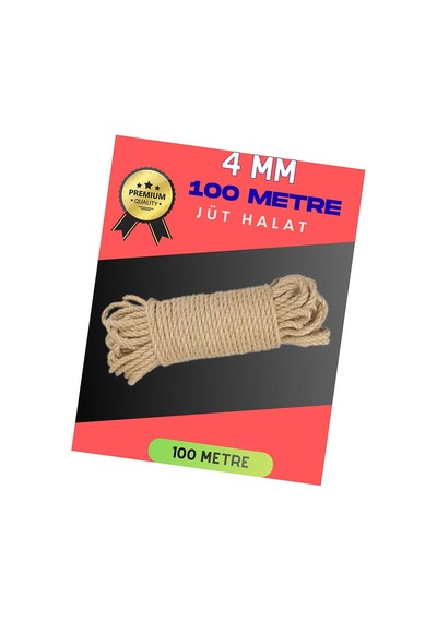 4 Mm 100 Metre Jüt Halat Dekoratif Hasır İp Urgan Süs Evimdeyokyok