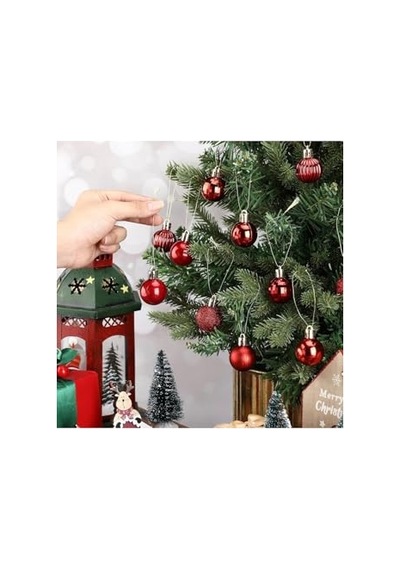 12'li Kırmızı Yılbaşı Topu 3 Cm, Noel Ağacı Topu, Çam Ağacı Topu, Kırmızı