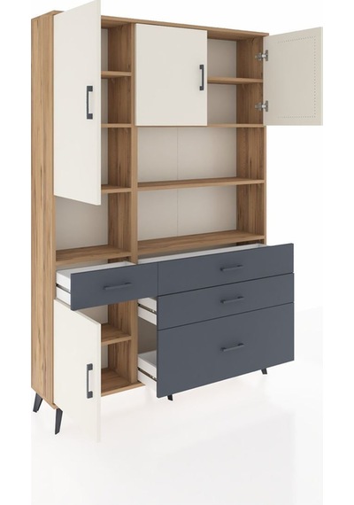 Arges Dolap 9 Raflı 4 Çekmeceli 4 Kapaklı 132x30x195 Çam-aytaşı/antrasit Aytası/antrasıt Arges Dolap 9 Raflı 4 Çekmeceli 4 Kapaklı 132x30x195 Çam-aytaşı/antrasit Aytası/antrasıt