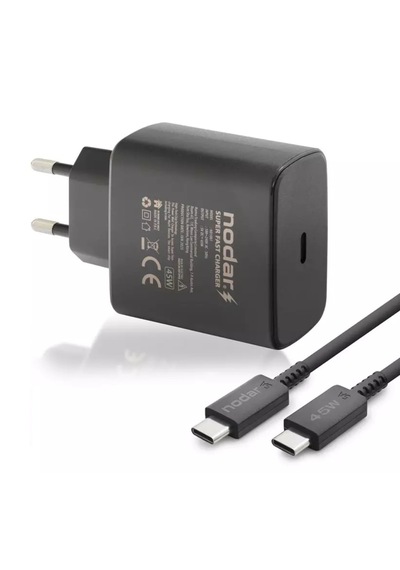 Nodar Nd1007 Usb - Type-c Şarj Seti 45w - Siyah Başlık + Type-C Kablo
