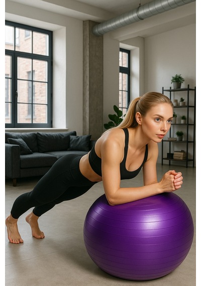 Evapera Yeni Nesil Pilates Topu + Pompa Profesyonel Dayanıklı Fitness Yoga Denge Egzersiz Plates Topu 75 Cm Mor