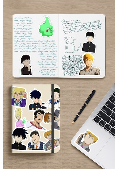 Mob Psycho 100 Anime Telefon Laptop Bullet Journal Yapışkanlı Folyo Sticker Paketi 25 Adet Çok Renkli