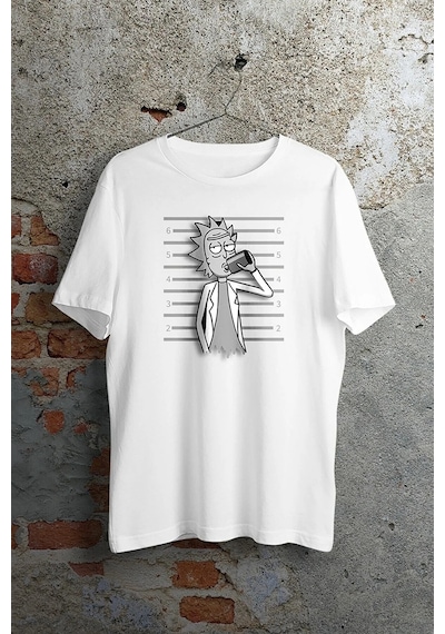 Startmore Rick And Morty Baskılı Oversize Beyaz Garalio T-shirt