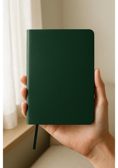 Defter, Noktalı Defter, Termo Deri Kapaklı Noktalı Defter, 128 Yaprak A5 Defter, Ofis Ve Kırtasiye, Plan, Notebook Yeşil
