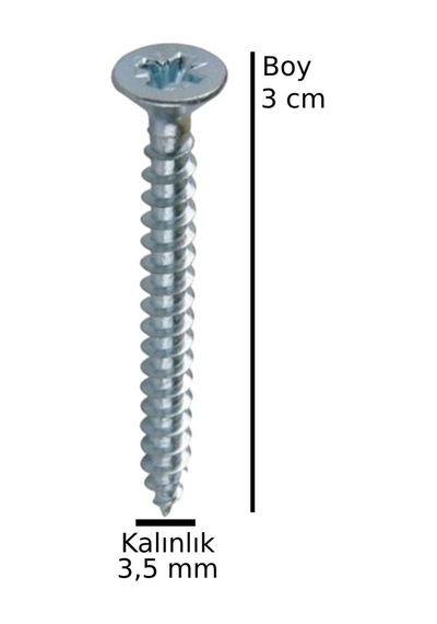 Sunta Ahşap Ağaç Tahta Vidası Yıldız Uçlu Vida 30 Adet Boy 3 Cm Kalınlık 3,5 Mm 30 X 3 X 30 Milimetre