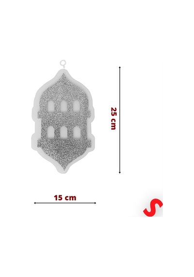 Ramazan Feneri Strafor Süs, 25cm X 15cm - Gümüş 0-99