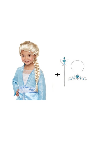 Örgülü Karlar Ülkesi Frozen Elsa Peruğu Tacı Ve Sopası Çocuk Boy