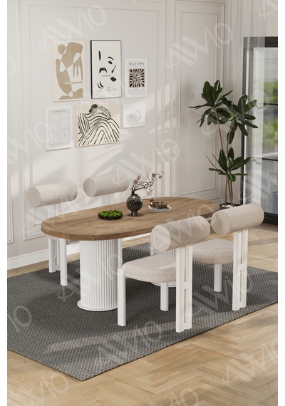 Avvio Lora Serisi Bohem Ayak 4'lü Metal Pofi Demonte Sandalye 80x140 Masa Sandalye Takımı Akça Masa Sandalye Beyaz Kumaş Krem Avvio Lora Serisi Bohem Ayak 4'lü Metal Pofi Demonte Sandalye 80x140 Masa Sandalye Takımı Akça Masa Sandalye Beyaz Kumaş Krem