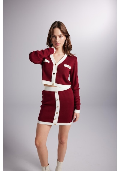 Holly Lolly Hırka Etek Elias Triko Takım Bordo
