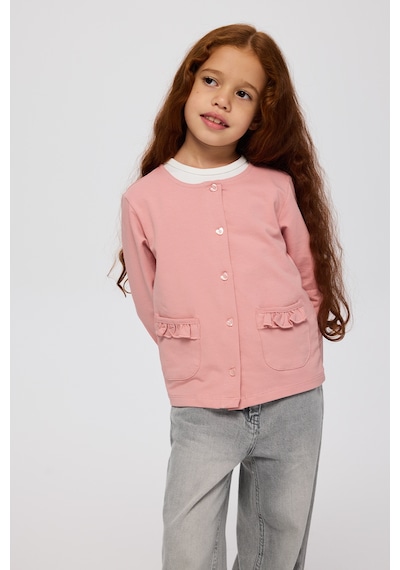 Panço Kız Çocuk Cep Detaylı Düğmeli Örme Pembe Hırka 2521GK82003