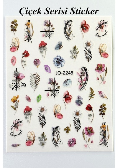Nail Art Sticker Kendinden Yapışkanlı, Tırnak Süsleme, Tırnak Dövmesi Stikır 2248 Çok Renkli-2248