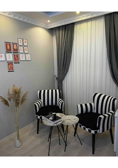Azra Mobilya Çay Seti Koltuk Berjer Set - Cafe - Balkon - Bahçe - Ofis Mobilyası Siyah-beyaz