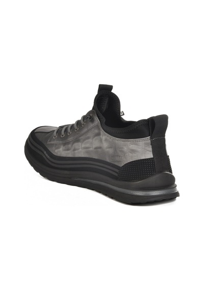 Gri Lastik Bağcıklı Erkek Sneaker 25k582 M Gri