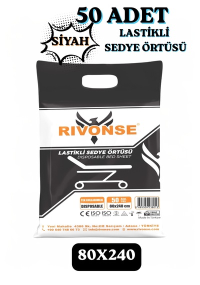 Yeni Nesil Siyah Lastikli Sedye Örtüsü 80x240 50 Adet