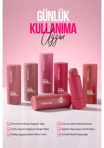 New Well Stick Blush Tone Touch Warm Apricot 01 Stick Allık 0