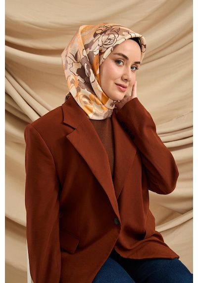 Silk Home Twill İpek Eşarp 11483-32 Pudra, Yavruağzı, Mor, Koyu Turuncu, Krem