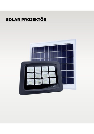 120w Solar Projektör Ip67 Beyaz Işık Su Geçirmez - Dış Mekan