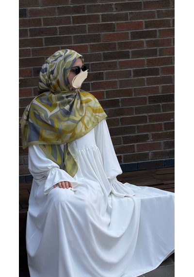 Qalortex Scarf Pamuklu Soft Mihrâ Desen Eşarp-olive