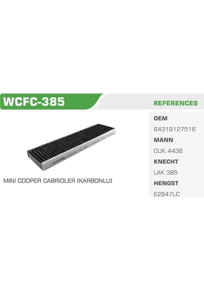 WINKEL WCFC-385 Polen Filtresi Clubman R55 07- Cooper R56 06- Countryman R60 10-