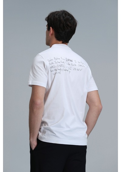 Lufian Erkek Fred Modern Grafik T-shirt 111020219 Beyaz