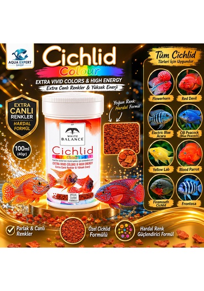 White Balance Cichlid Colour - Cichlid Balıkları İçin Özel Renk Canlandırcı Formül - Besleyici Ve Dengeli - 100 Ml