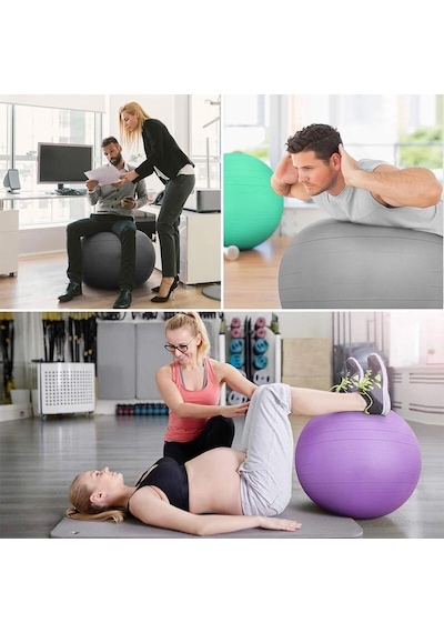 Pilates Topu 65 CM Pilates Pompası Egzersiz Set Fitness + Pompa Fuşya