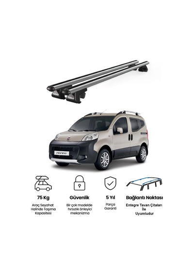 Venüs Fiat Fiorino 2007-2024 Uyumlu Gri Ara Atkı Port Bagaj Tavan Barı