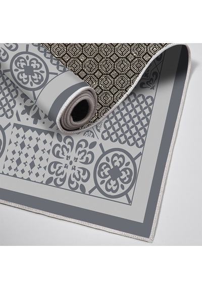 Dijital Kaymaz Yıkanabilir Banyo Mutfak Salon Paspas Halısı Trend Modern Al4008 Mavi
