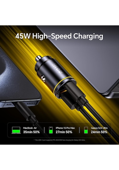 Aohi Superauto Araç İçi Şarjı, 2 Portlu Pd 45w Type-c Ve Usb-a Gi