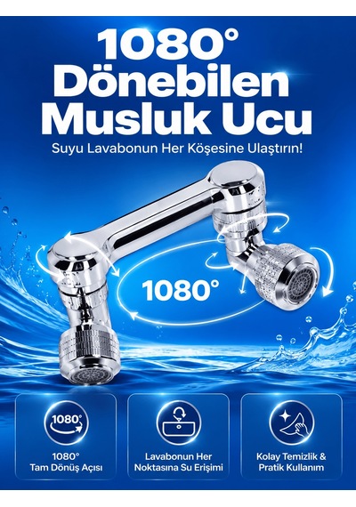 Döndürülebilir Musluk Mutfak Banyo Musluk Ucu Başlığı 4 Filtreli Altın