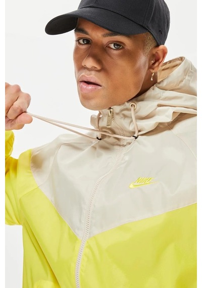 Nike Windrunner Full Zip Jacket Kapüşonlu Erkek Ceket Rüzgarlık Sarı Krem Sarı