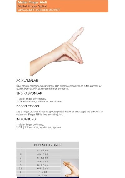 Mallet Finger Ateli Kırık Parmak Ateli Parmak Destekleyici Atel 2