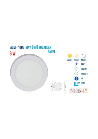 Ycl Asm-1006G 6W Sıvaüstü Yuvarlak Günışığı Led Pa