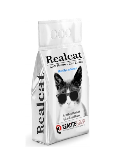 Realcat Marsilya Sabunu Kokulu Topaklaşan Bentonit Kedi Kumu 20 L