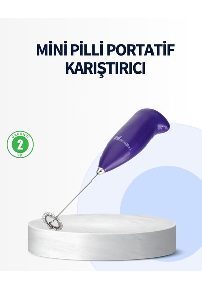 Mini Pilli Portatif Karıştırıcı Cappuccino, Latte, Frappe Kahve Köpürtücü
