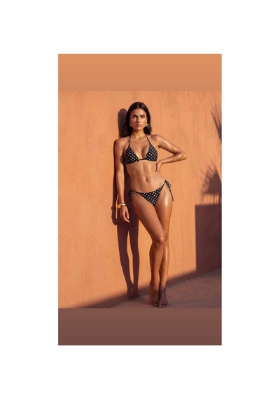 Lilly Siyah Beyaz Puantiyeli Bikini Takımı Siyah Siyah