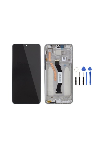 Xiaomi Redmi Note 8 Pro Çıtalı Uyumlu Lcd Ekran Dokunmatik Gümüş