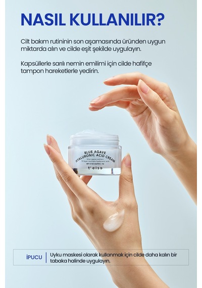 Hyalüronik Asit İçerikli Yoğun Nemlendirici Jel Krem T Else Blue Agave Hyaluronic Acid Cream