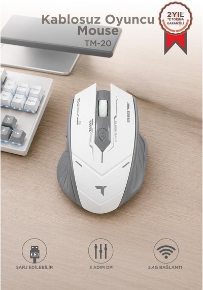 Delux Serisi Cihaz Oyuncu Faresi Mouse Çift Modlu Sessiz Kablosuz Tm20