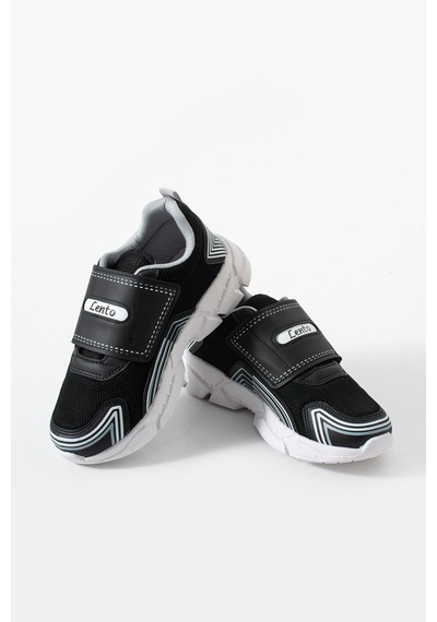 Adımist Çocuk Unisex Rahat Ortopedik Taban Cırtlı Hafif Sneaker Spor Ayakkabı Lento Cırtlı Siyah