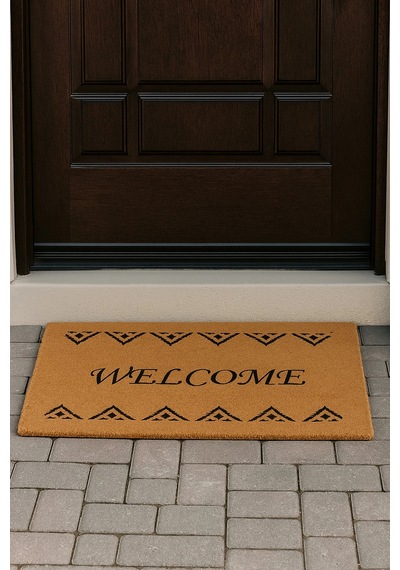 Valerine Life Velür Coco Dokulu Welcome Hoş Geldiniz Kapı Önü Dış Mekan Paspası 45x70cm 27ycm260108 Kahverengi