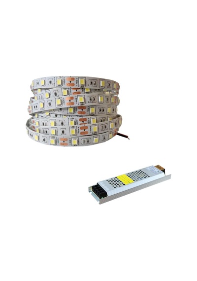 4040 Yeni Nesil Şerit Led 5 Metre + 12v 5 Amper 60 Watt Led Trafo Beyaz