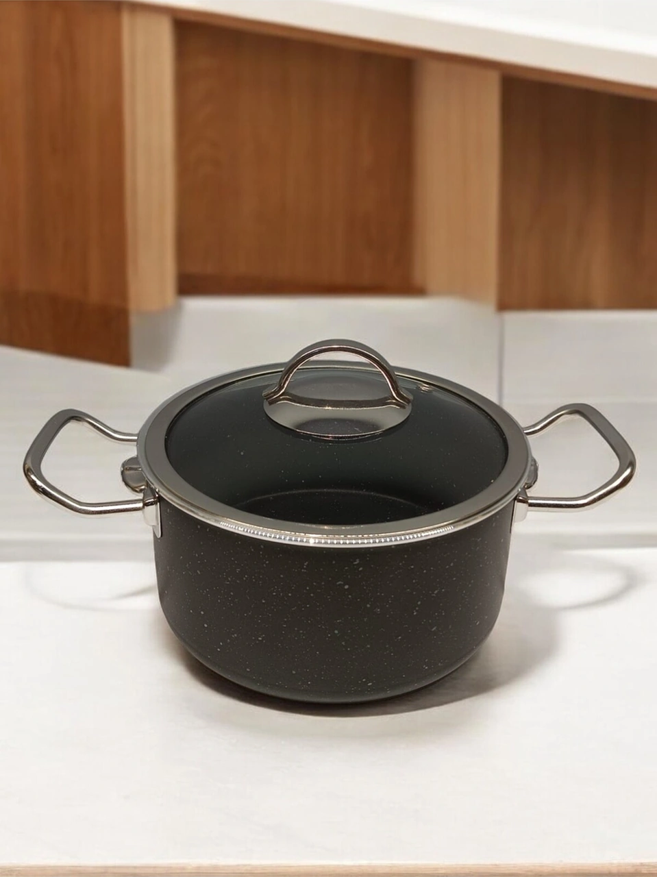 Tuna House Granit Derin Tencere 18 Cm Siyah