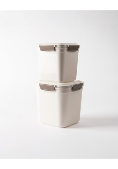 Madame Coco Granada 2'li Derin Kare Saklama Kabı - Soft Ekru - 2700+4400 Ml 8684427336045 Çok Renkli