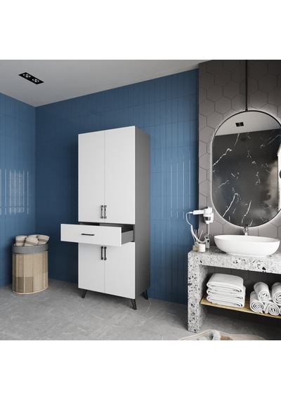 Mavera Çok Amaçlı Dolap Banyo Mutfak Kiler Dolabı Füme Beyaz Antrasit - Beyaz Mavera Çok Amaçlı Dolap Banyo Mutfak Kiler Dolabı Füme Beyaz Antrasit - Beyaz