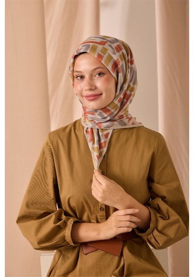 Silk Home Soft Eşarp 73096-28 Gümüş, Sinyal Turuncu, Hardal, Füme