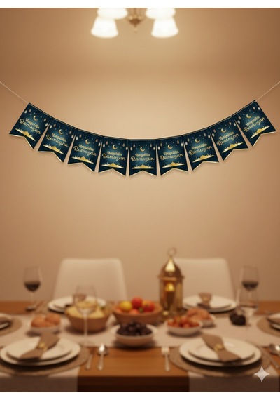Ramazan Mübarek 17x12 Cm 10'lu Kırlangıç Bayrak Hoş Geldin Ramazan Süs